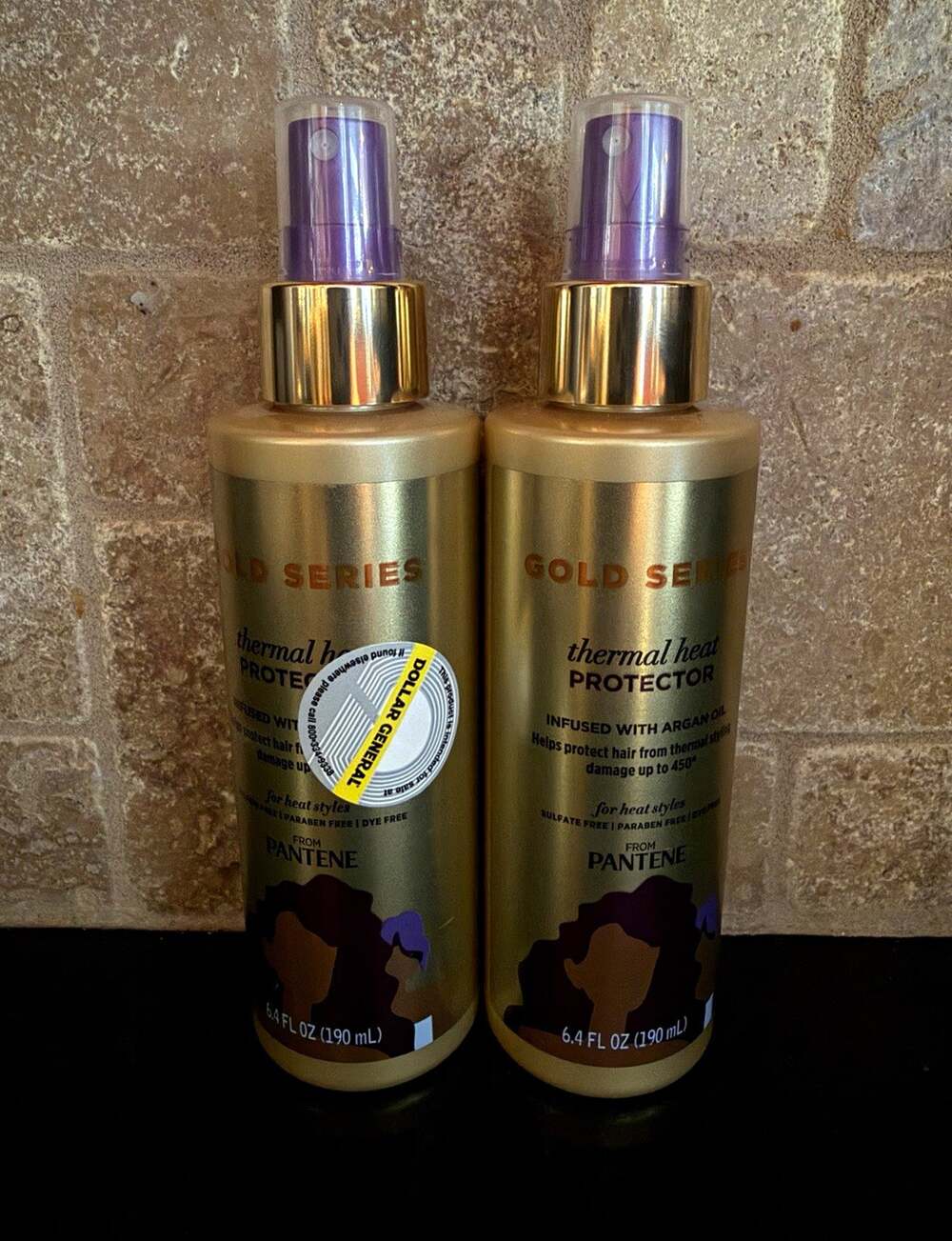 Pantene Gold Series Thermal Heat Protector Spray, Argan Oil, 6.4 fl oz, 2pk